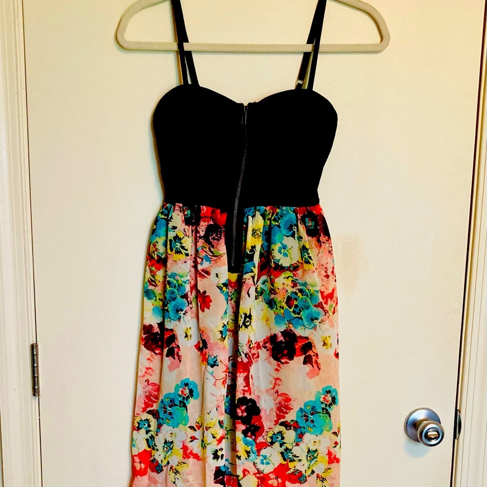 NWT Corset Bustier Floral Dress Sheer Hi-Lo Fairy Coquette 80s 90s Festival S